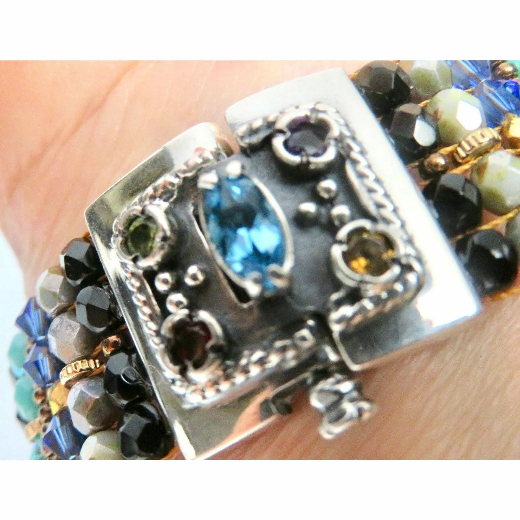 Chili Rose Cowgirl Bracelet  Jet & Turquoise  Gemstone Bracelet