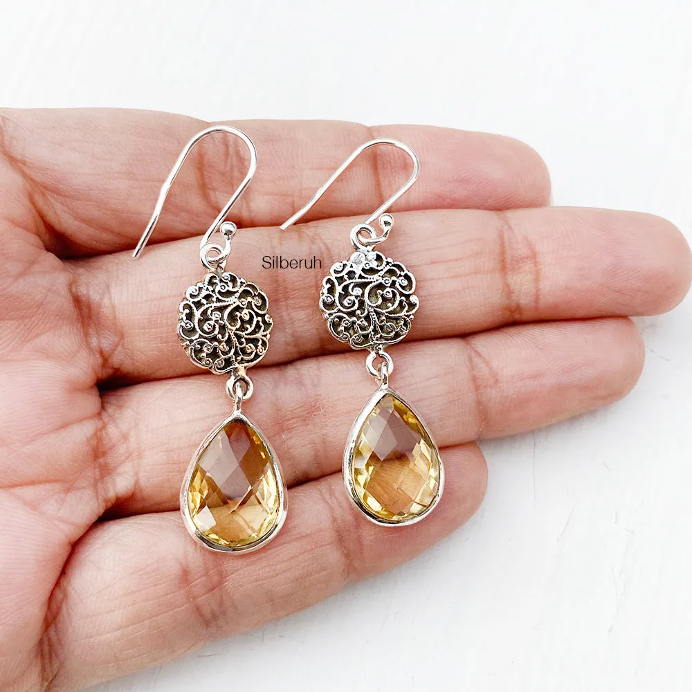 Citrine Filigree Silver Earring