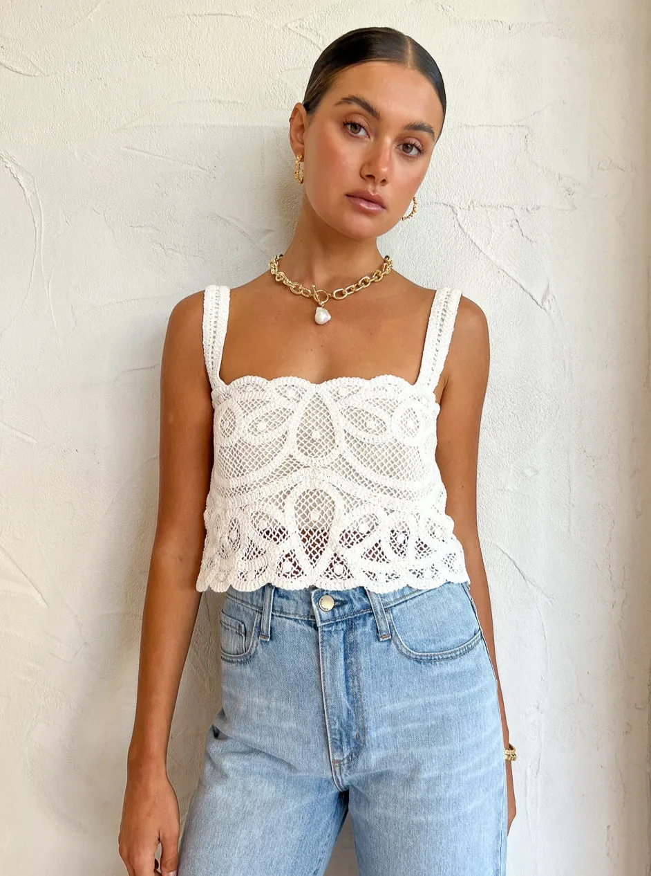 Clea Anika Lace Top in Chalk