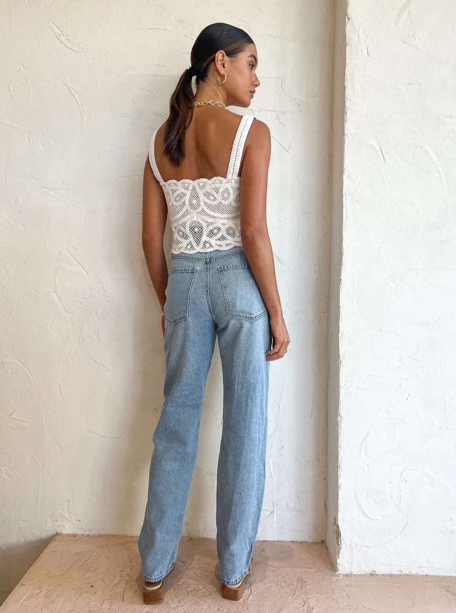 Clea Anika Lace Top in Chalk