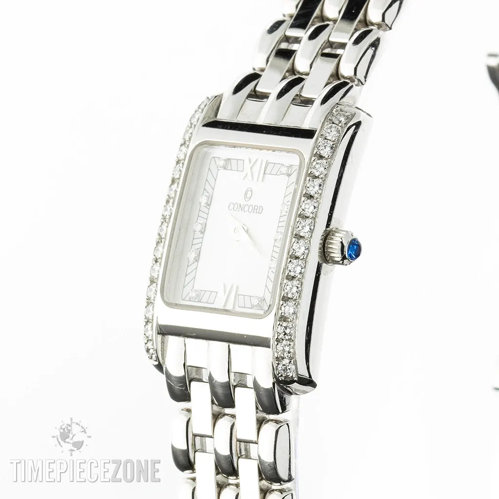 Concord Veneto Watch 18K White Gold MOP Dial Diamonds 17 x 20mm Quartz (FINAL SALE)