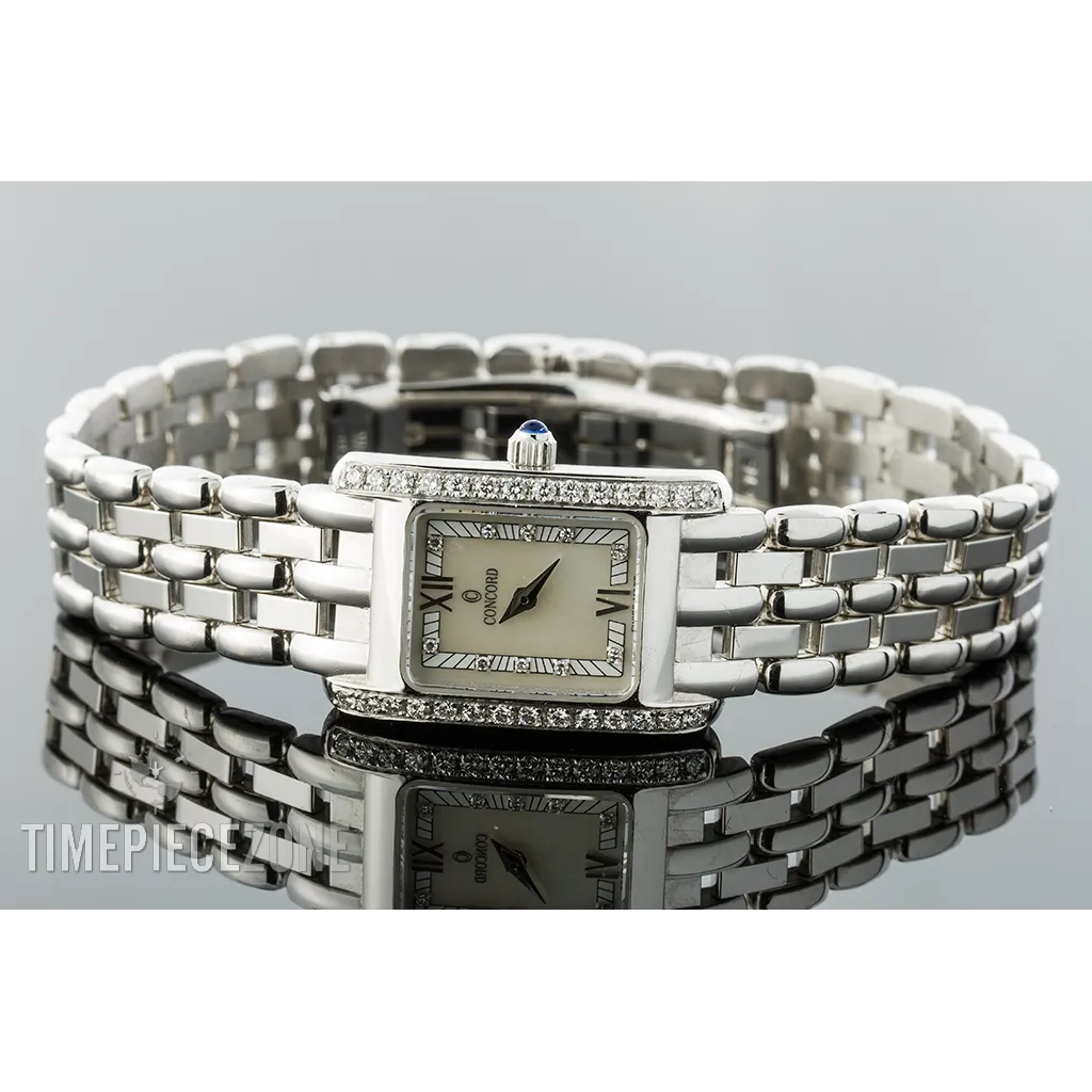 Concord Veneto Watch 18K White Gold MOP Dial Diamonds 17 x 20mm Quartz (FINAL SALE)