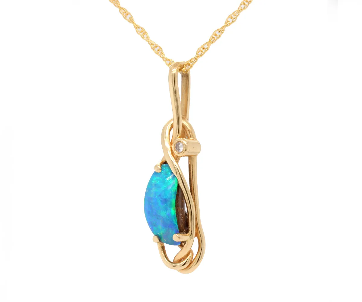 Custom Opal and Diamond Gold Wrap Necklace