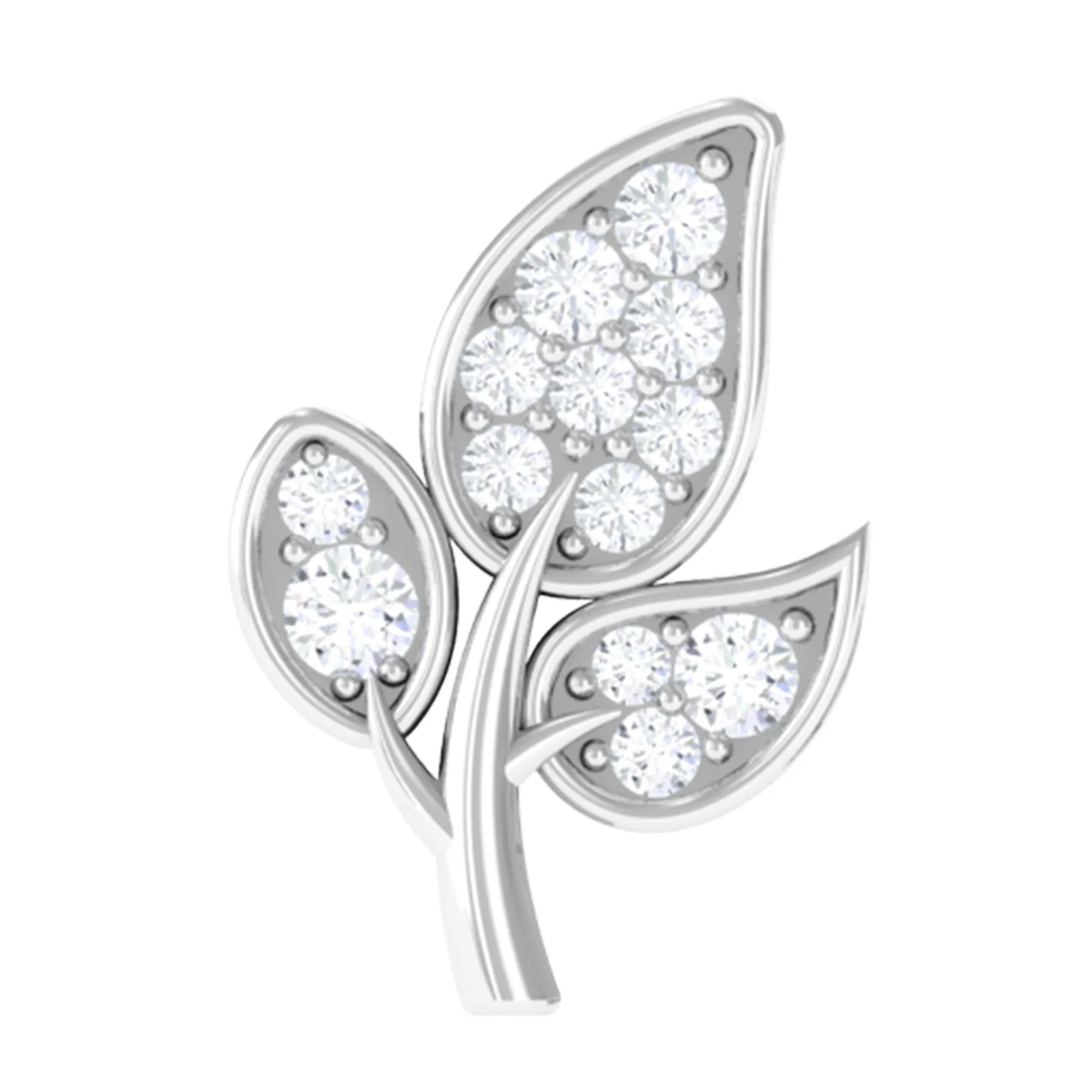 Dainty Moissanite Gold Leaf Earring for Cartilage Piercing