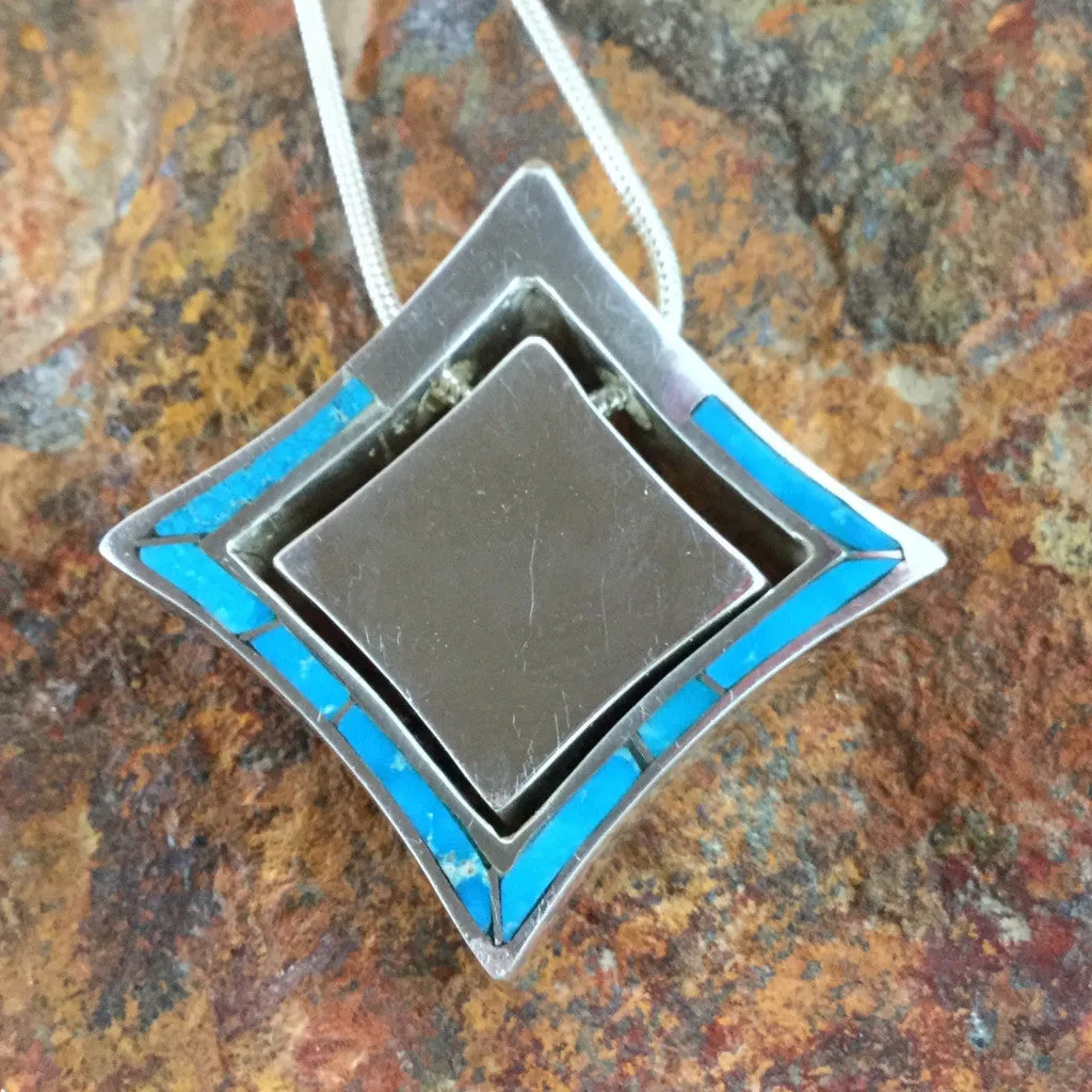 David Rosales Amazing Light Inlaid Sterling Silver Necklace -- Reversable