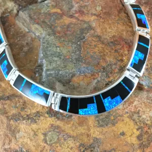 David Rosales Black Beauty Fancy Inlaid Sterling Silver Necklace