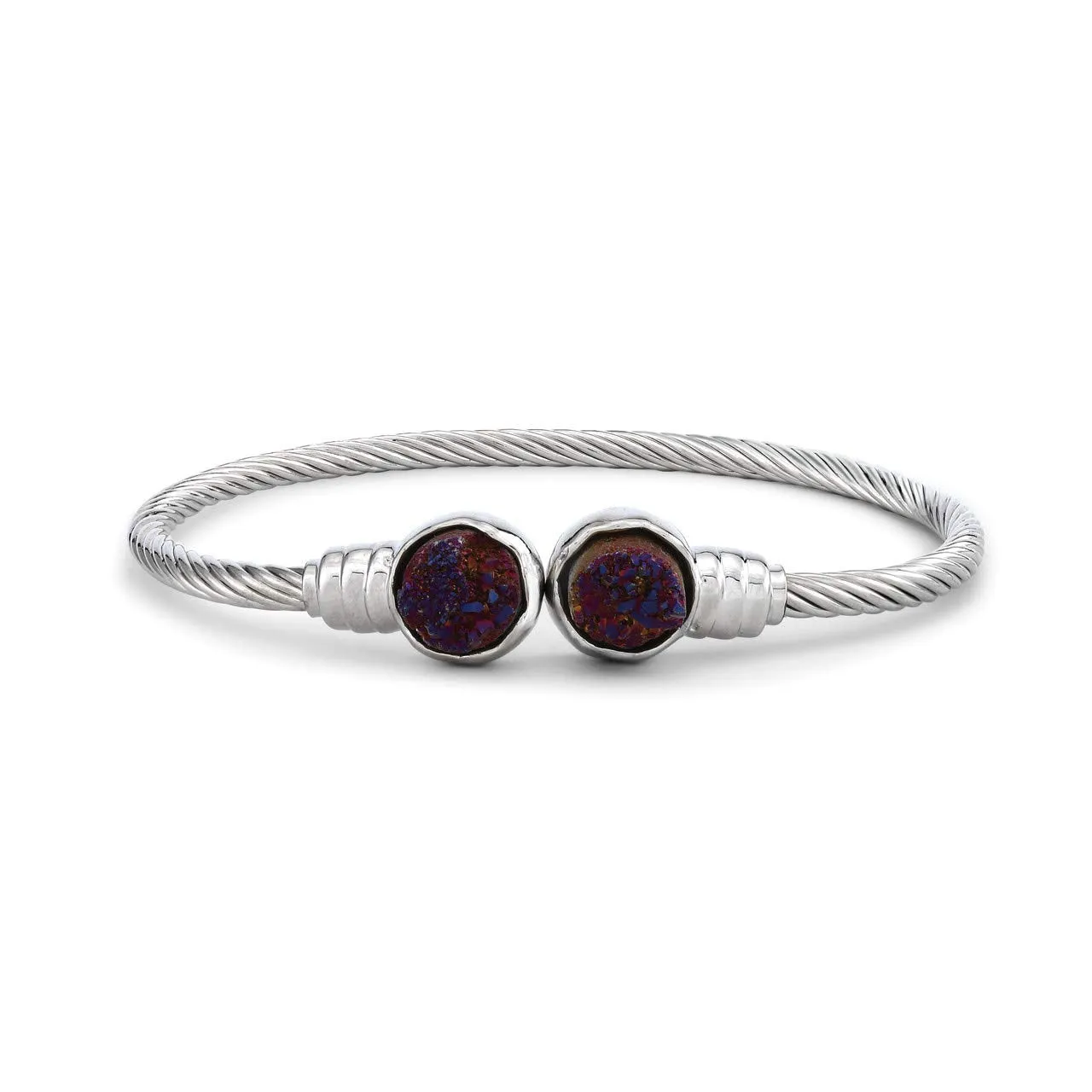 DEMDACO January Druzy Birthstone Garnet Purple Stone One Size Brass Metal Bracelet