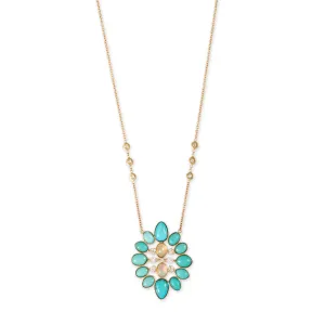 DIAMOND   TURQUOISE OPAL BLOSSOM NECKLACE