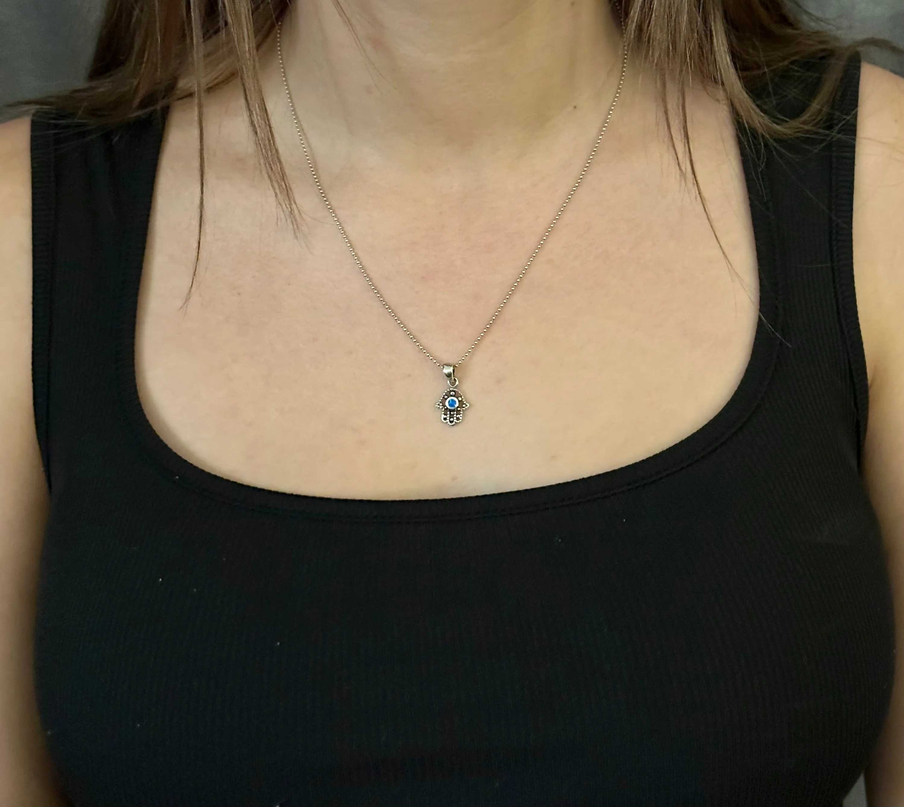 Dotted Opal Hamsa Necklace