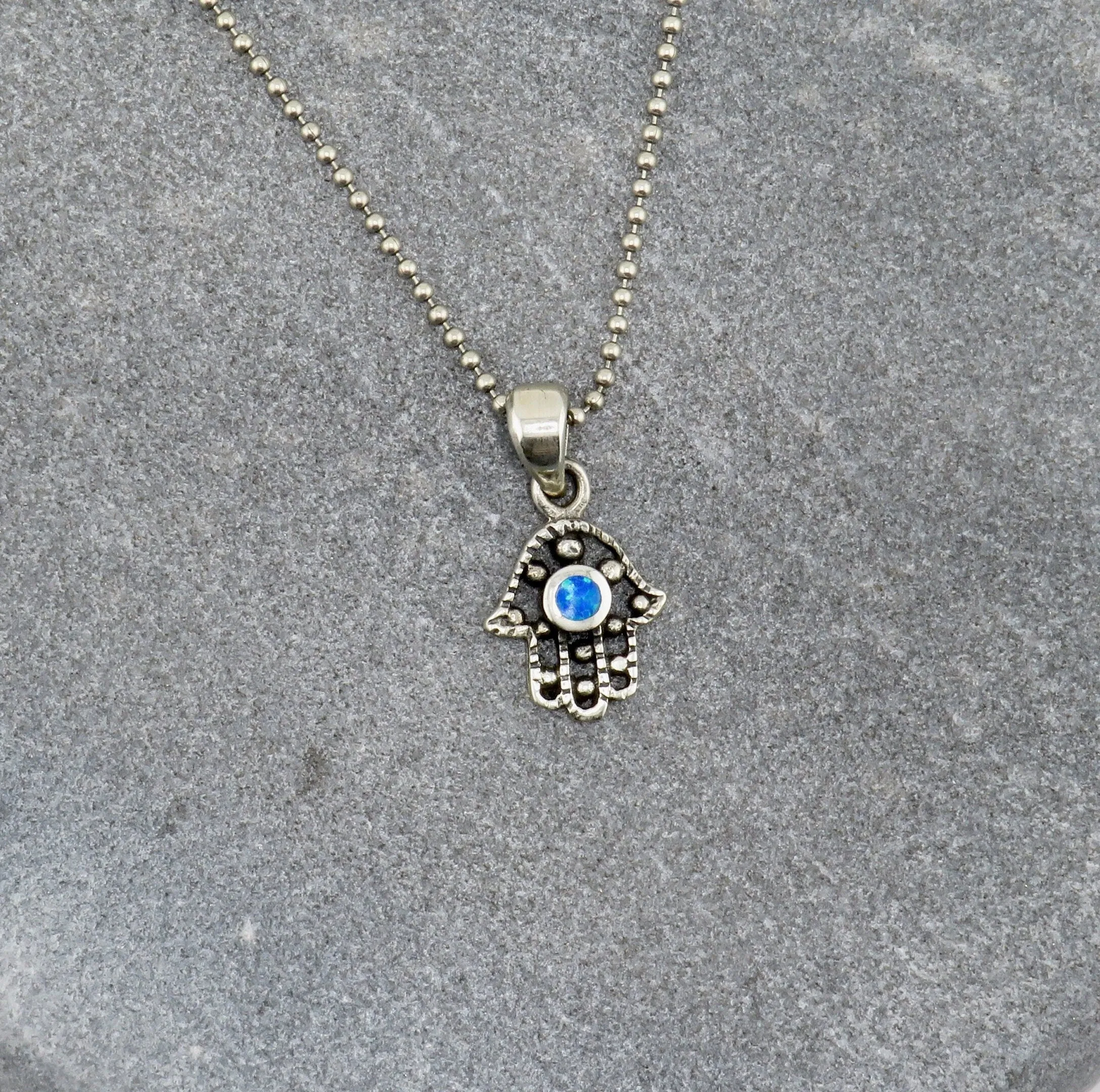 Dotted Opal Hamsa Necklace