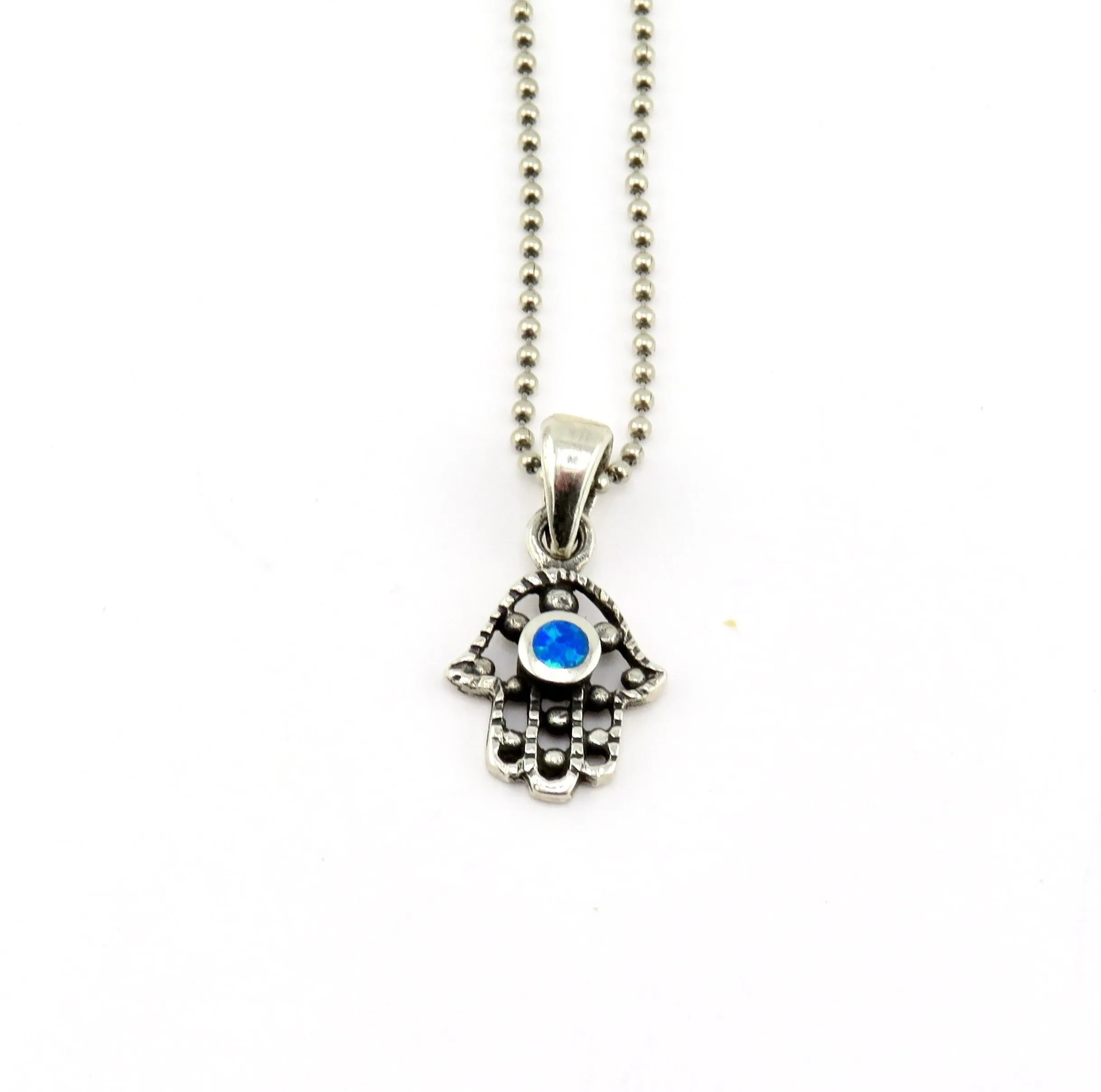 Dotted Opal Hamsa Necklace