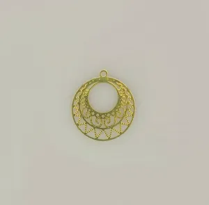 Drop Lazer Lace Gold-Finished Brass Round Filigree, Go-Go, 23 x 21 mm - 1 Pair
