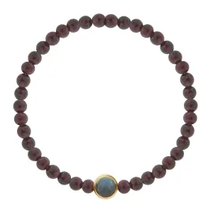 Dual-Sided Collar with Labradorite Cabochon & Black Diamond on Beaded Bracelet