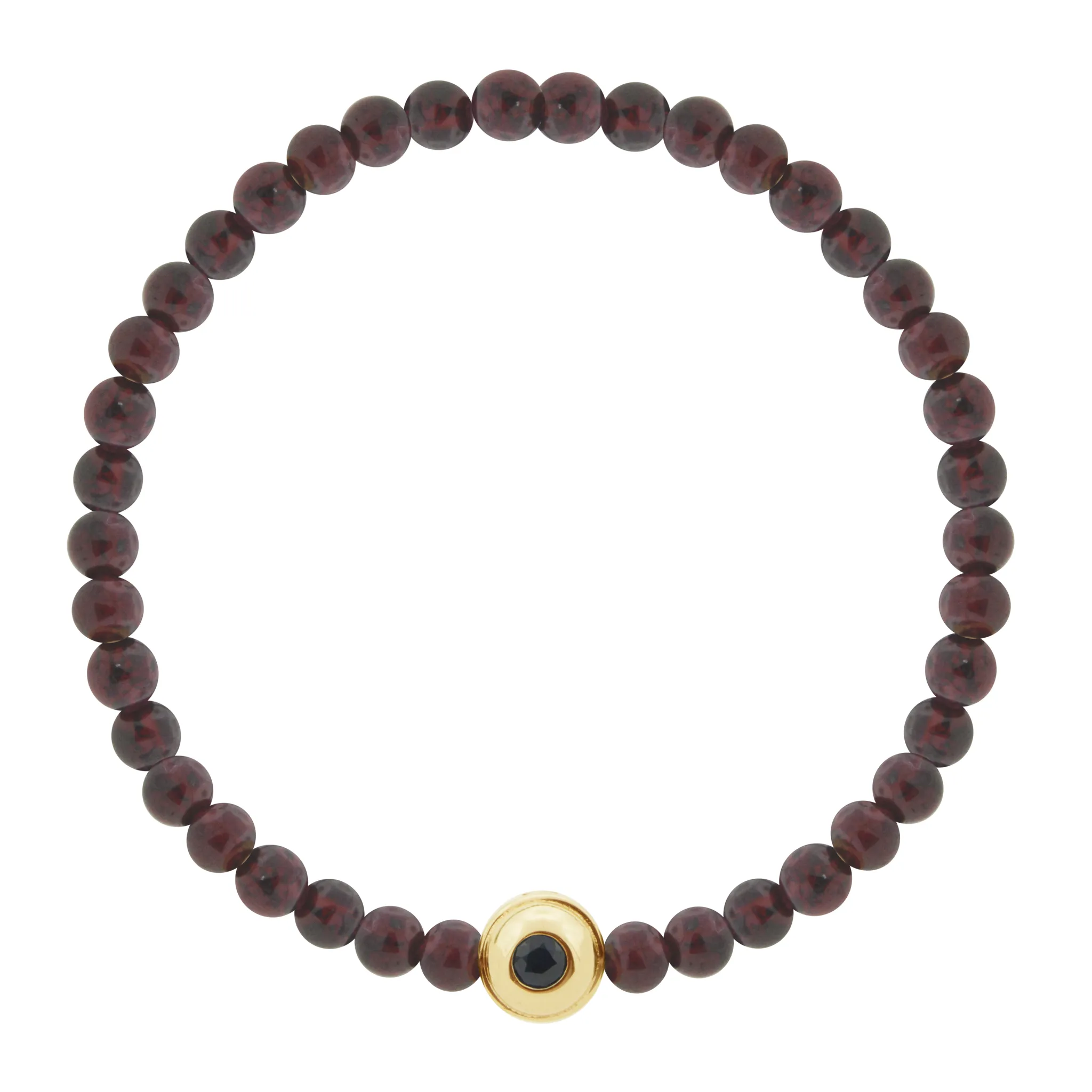 Dual-Sided Collar with Labradorite Cabochon & Black Diamond on Beaded Bracelet