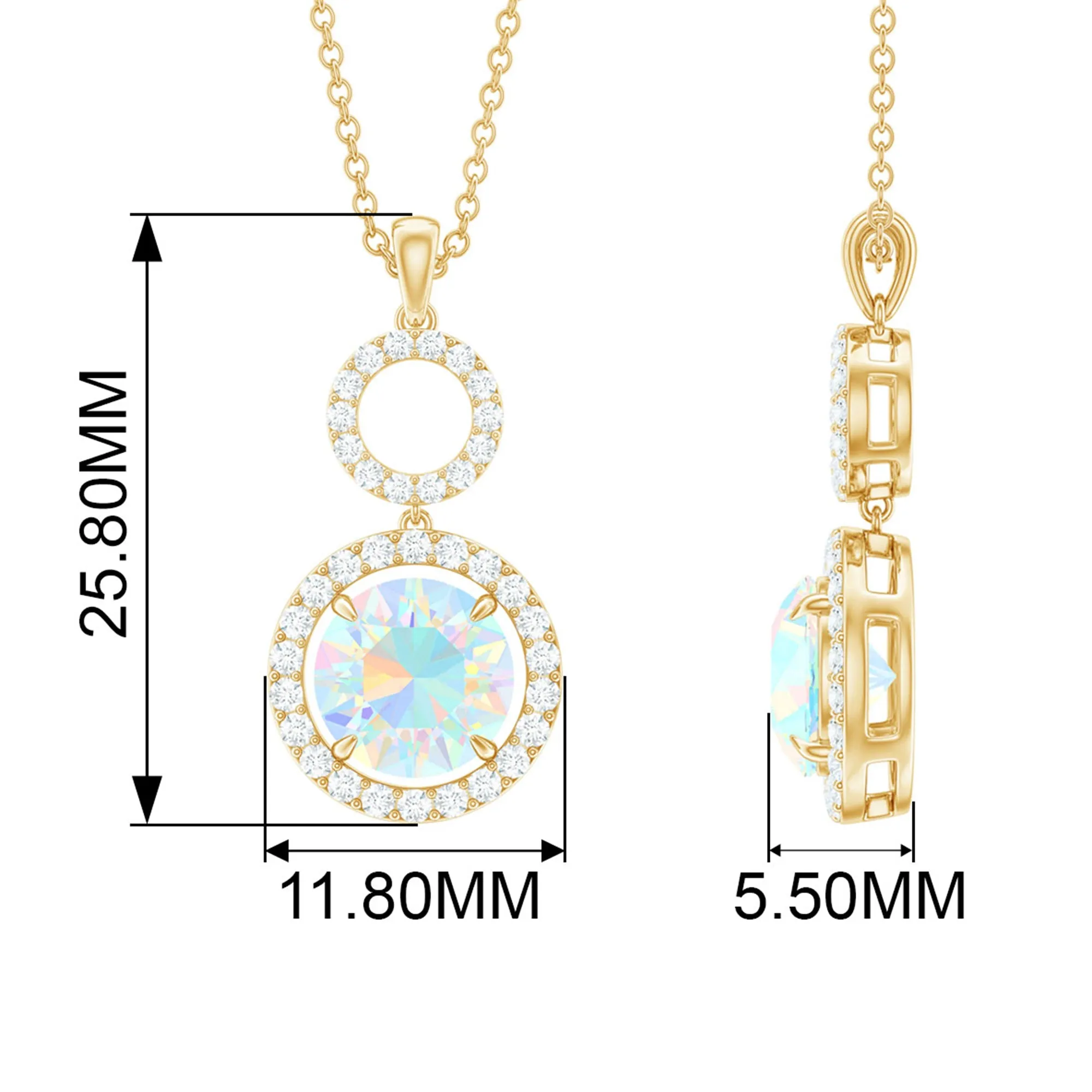 Ethiopian Opal and Diamond Dangle Pendant Necklace
