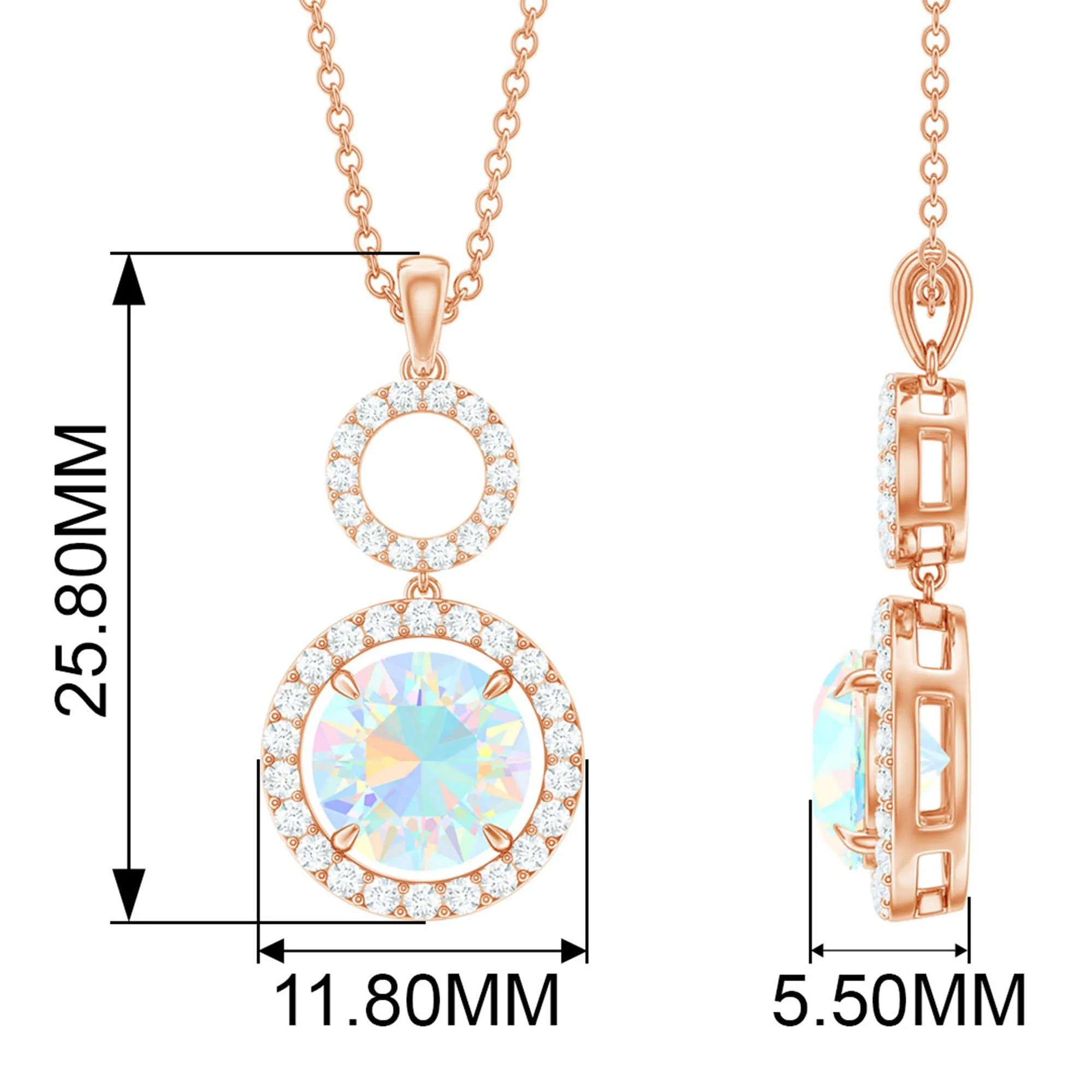 Ethiopian Opal and Diamond Dangle Pendant Necklace