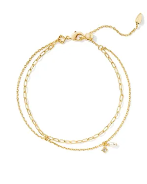 Eve Multi Strand Bracelet Gold White Pearl