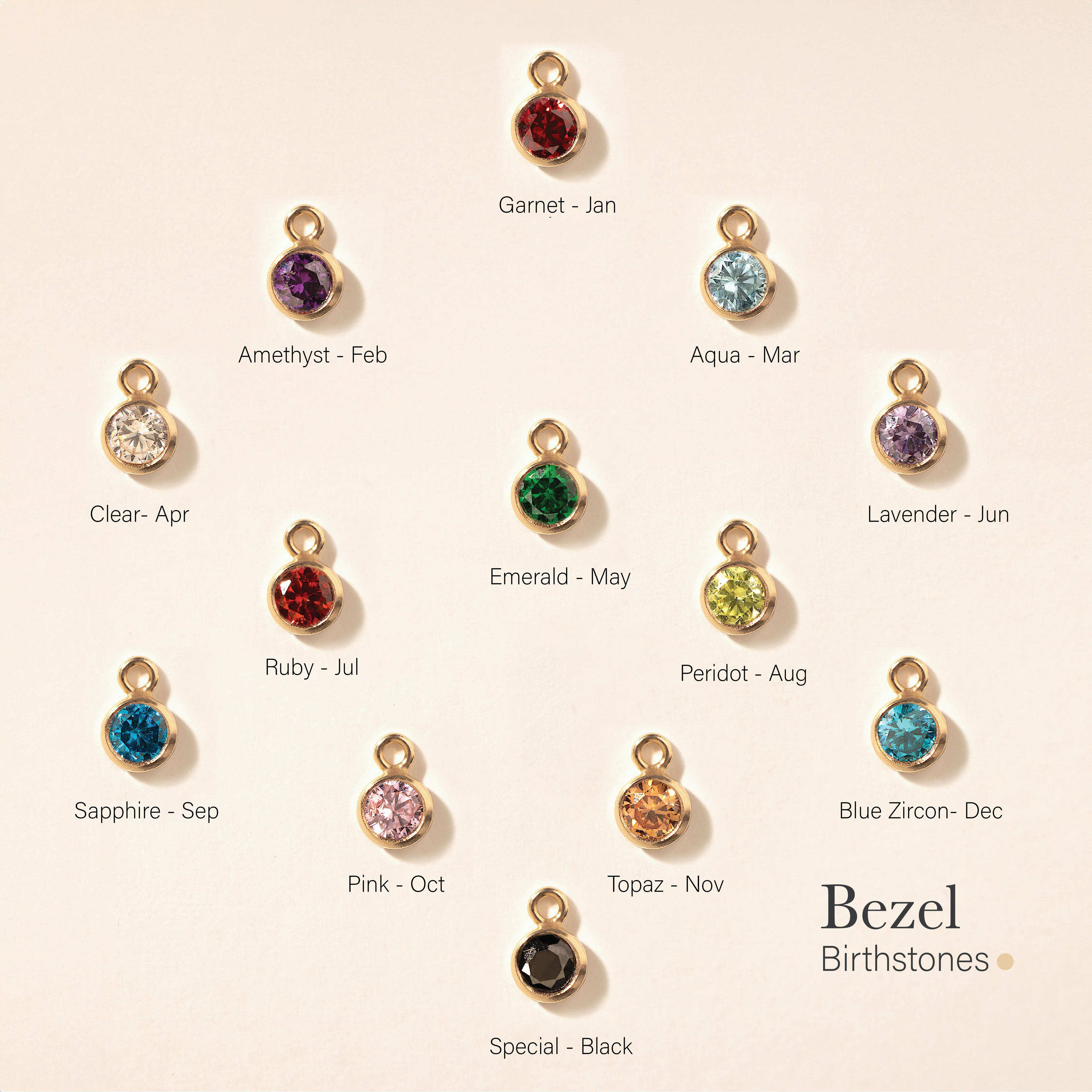 Extra Bezel Birthstones Charms