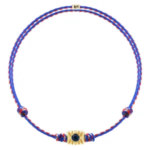 Eye Ingot with Blue Sapphire on Cord Bracelet