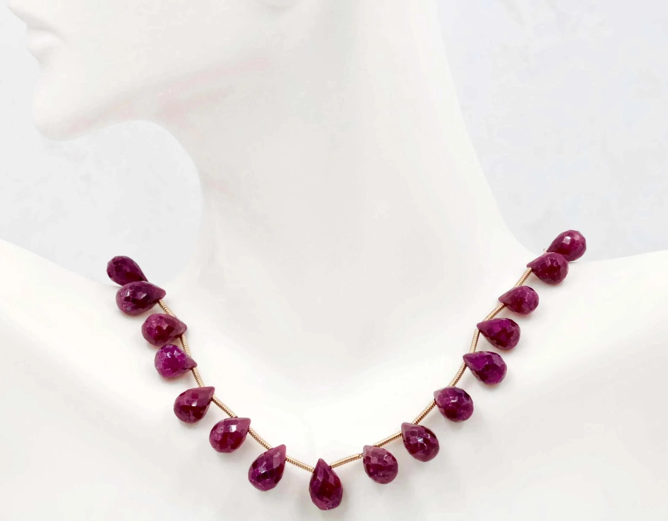Faceted Ruby Briolette Strand Ruby Jewelry Ruby Necklace July Birthstone Ruby Beads Ruby Briolette Drops Strand DIY Jewelry Supplies SKU: 6143147