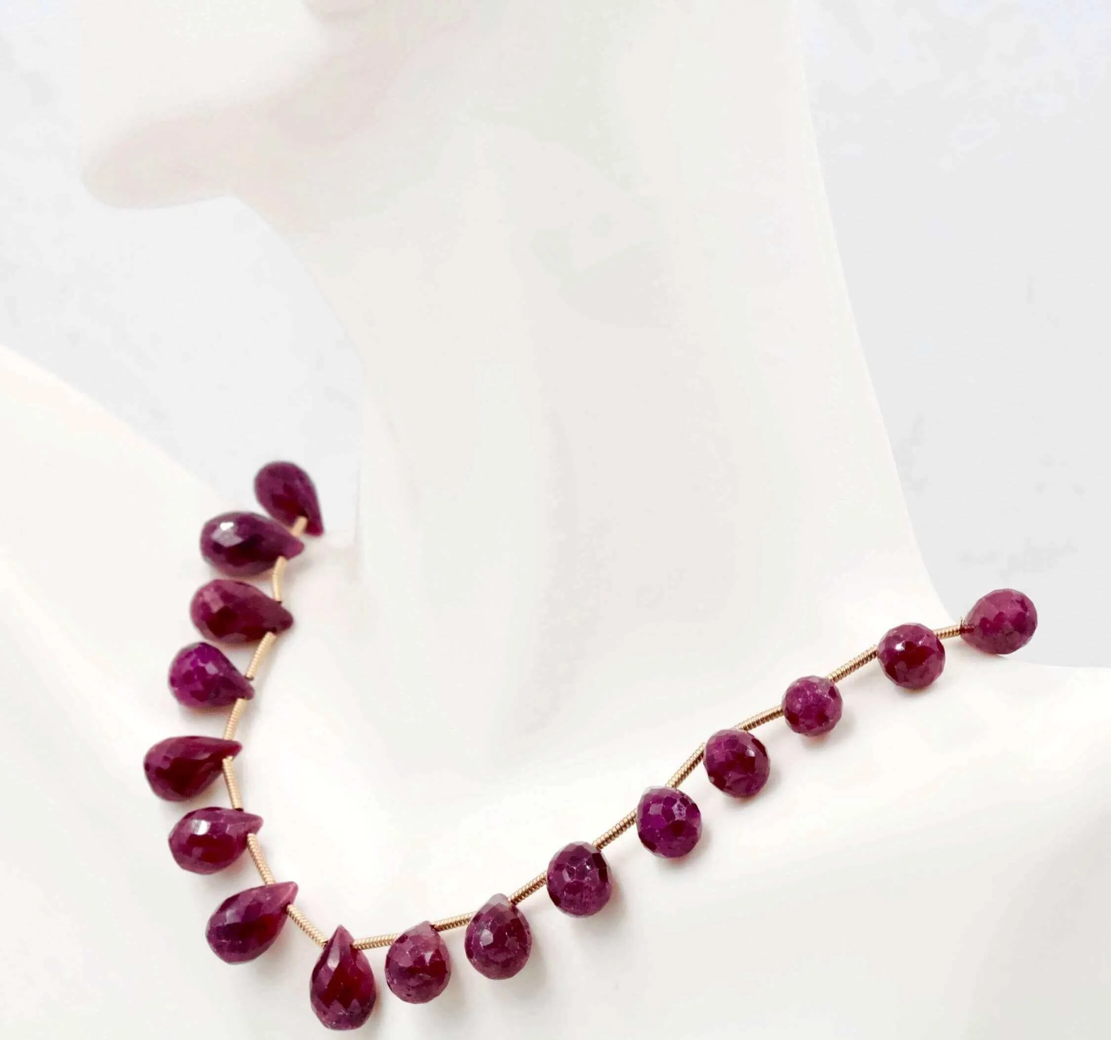 Faceted Ruby Briolette Strand Ruby Jewelry Ruby Necklace July Birthstone Ruby Beads Ruby Briolette Drops Strand DIY Jewelry Supplies SKU: 6143147