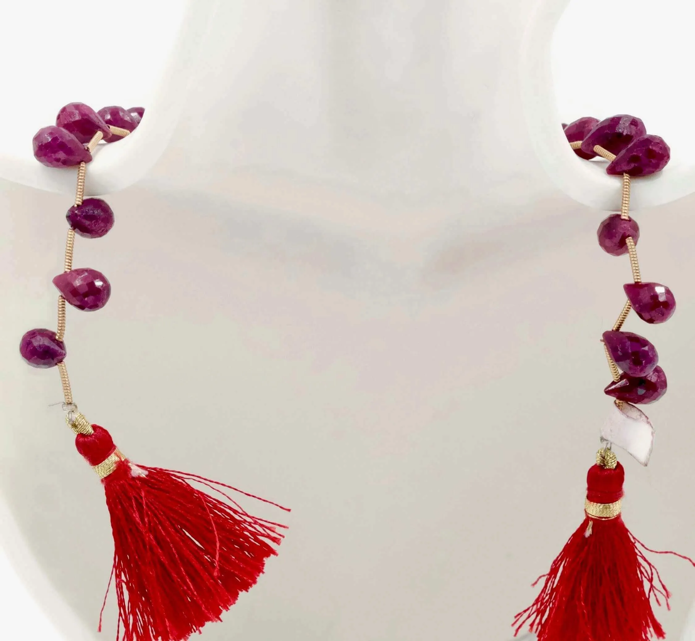 Faceted Ruby Briolette Strand Ruby Jewelry Ruby Necklace July Birthstone Ruby Beads Ruby Briolette Drops Strand DIY Jewelry Supplies SKU: 6143147