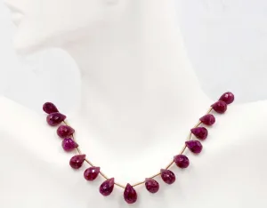 Faceted Ruby Briolette Strand Ruby Jewelry Ruby Necklace July Birthstone Ruby Beads Ruby Briolette Drops Strand DIY Jewelry Supplies SKU: 6143147