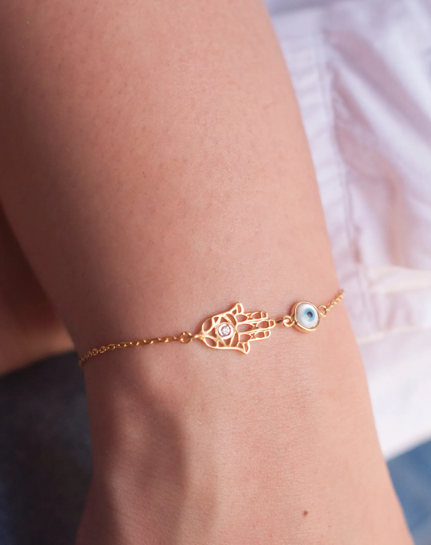 Filigree Evil Eye Hamsa Hand Bracelet