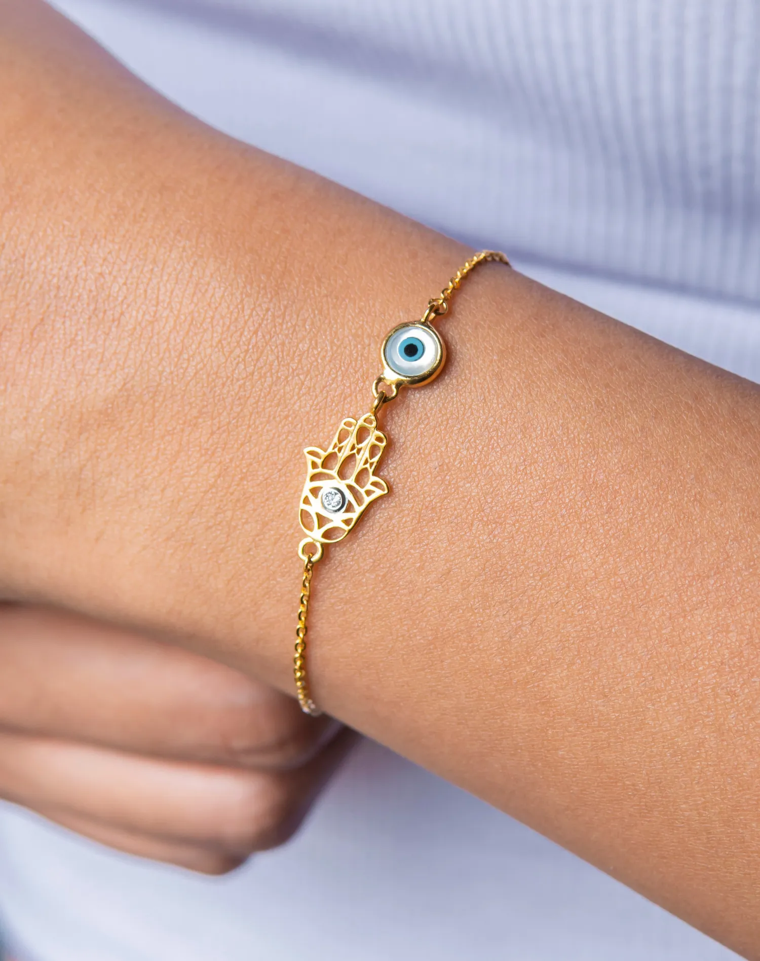 Filigree Evil Eye Hamsa Hand Bracelet