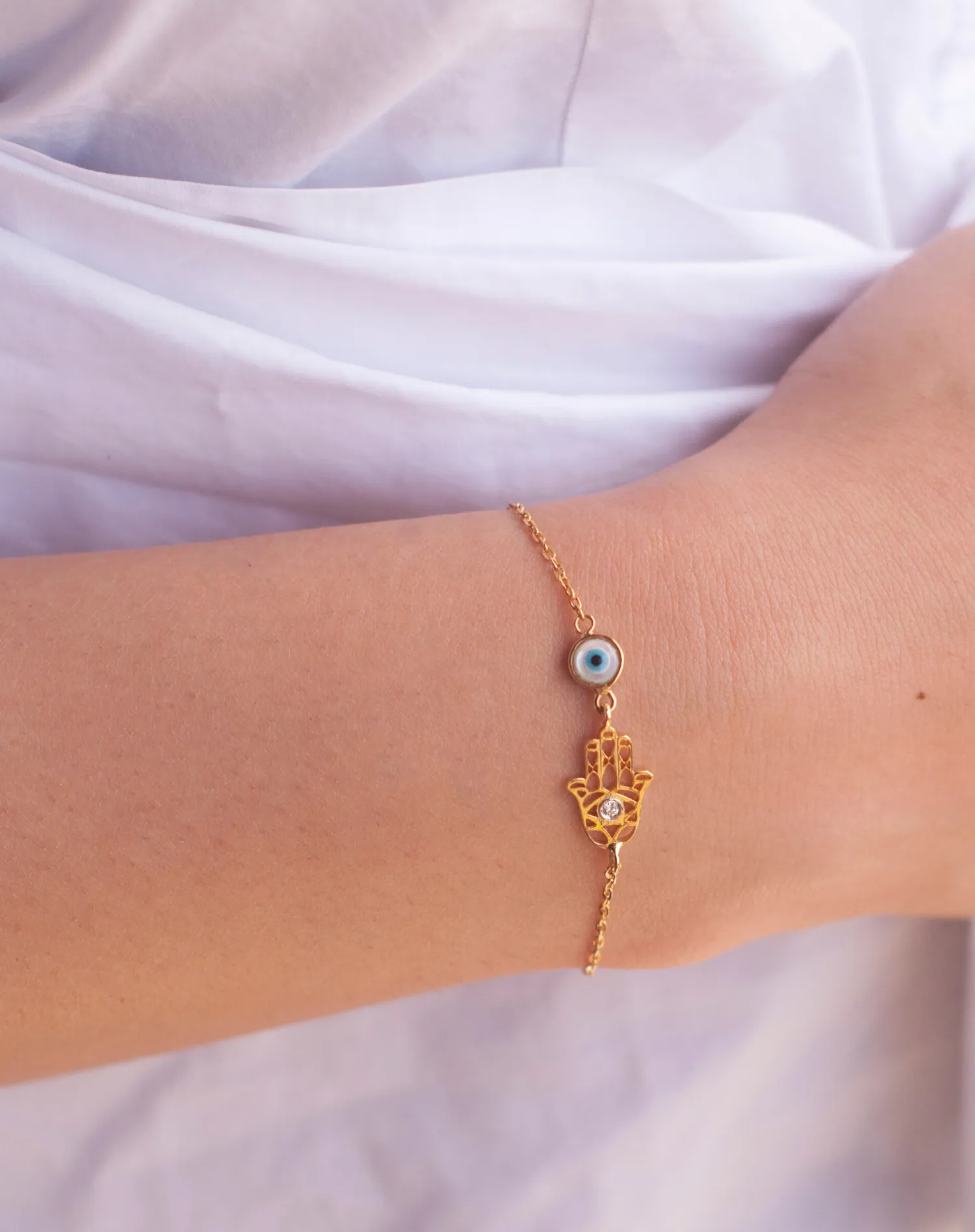 Filigree Evil Eye Hamsa Hand Bracelet