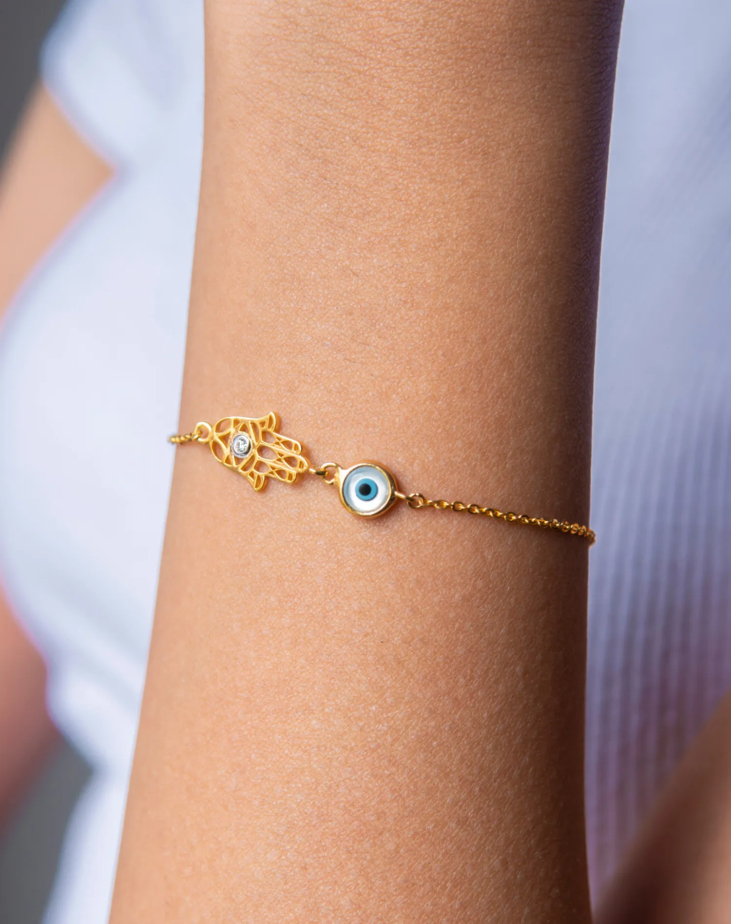 Filigree Evil Eye Hamsa Hand Bracelet