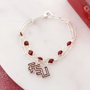 Florida State Paperclip Chain & Enamel Logo Bracelet