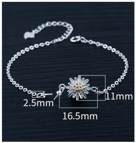 Flower Cup Chain Bracelet Setting Tray Bulk Sterling Silver White Gold Fine 925 6-14mm For One Pearl Bead Adjustable DIY Jewelry Wholesale