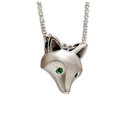 Fox Mask Pendant Necklace Sterling Silver