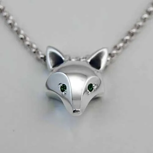 Fox Mask Pendant Necklace Sterling Silver