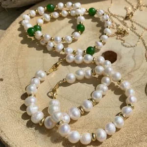 Freshwater cultured pearl bracelet, 18K gold plated