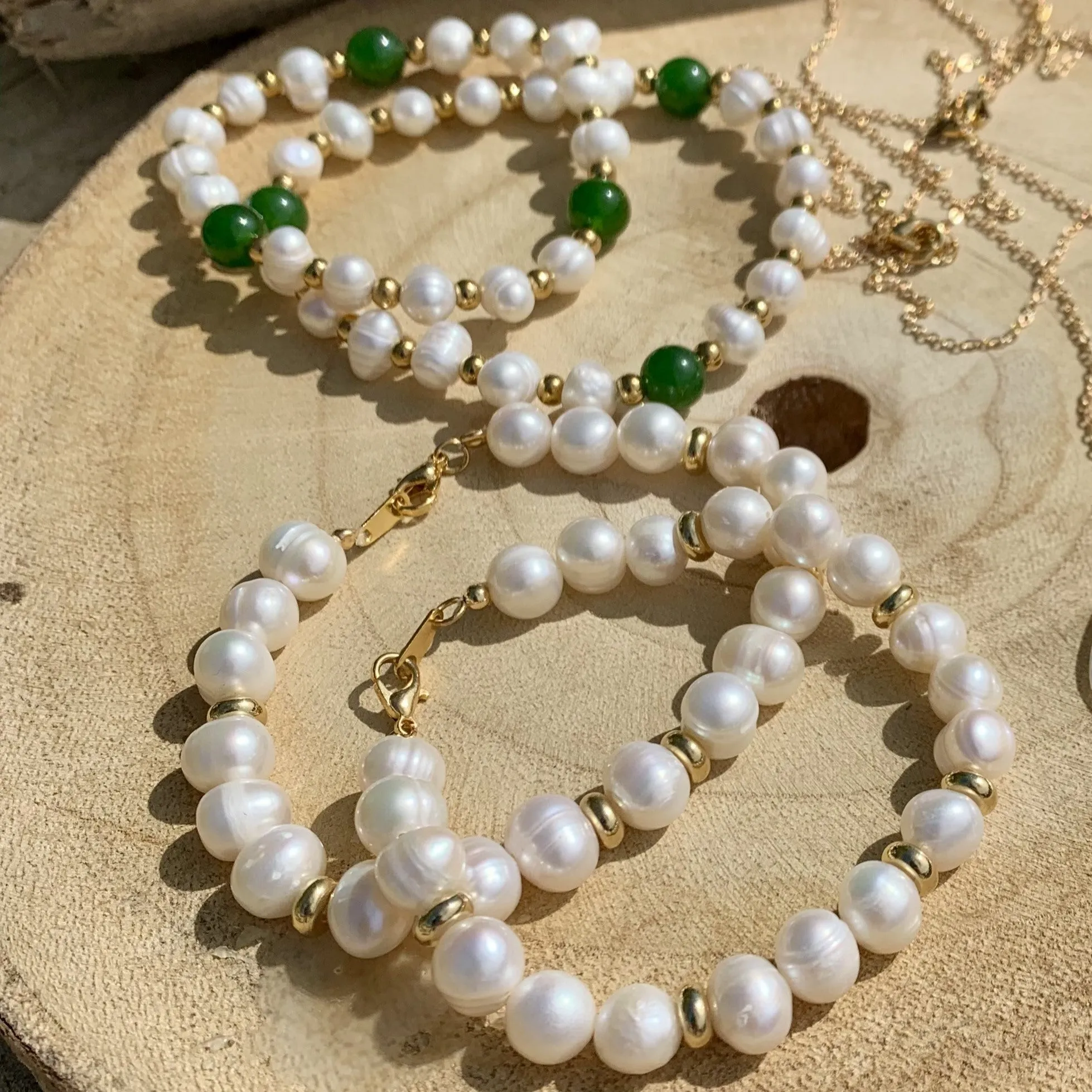 Freshwater cultured pearl bracelet, 18K gold plated