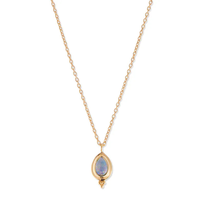 Gaia Necklace, White Opal, Gold