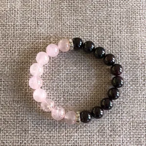 Garnet and Pink Quartz Love Bracelet