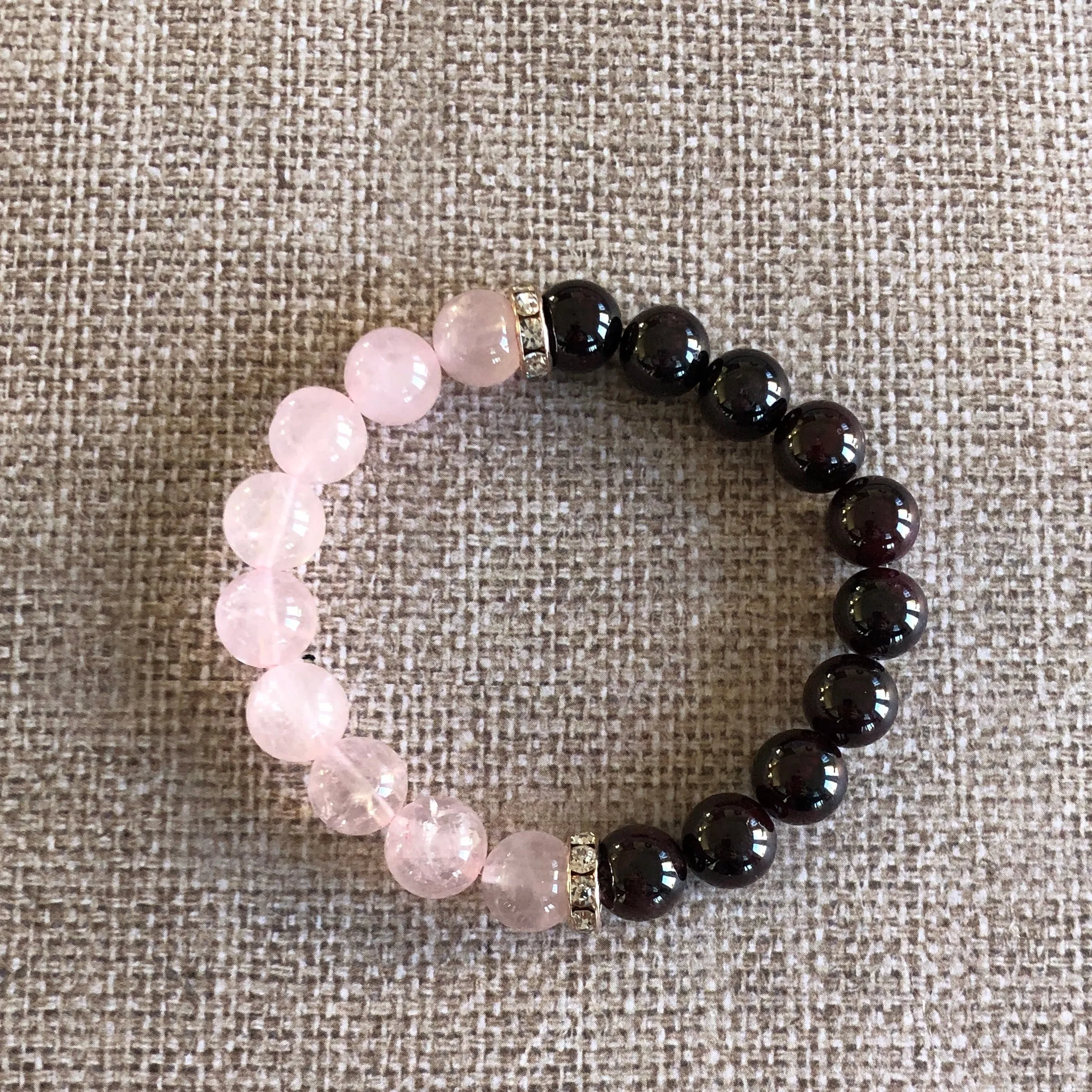 Garnet and Pink Quartz Love Bracelet