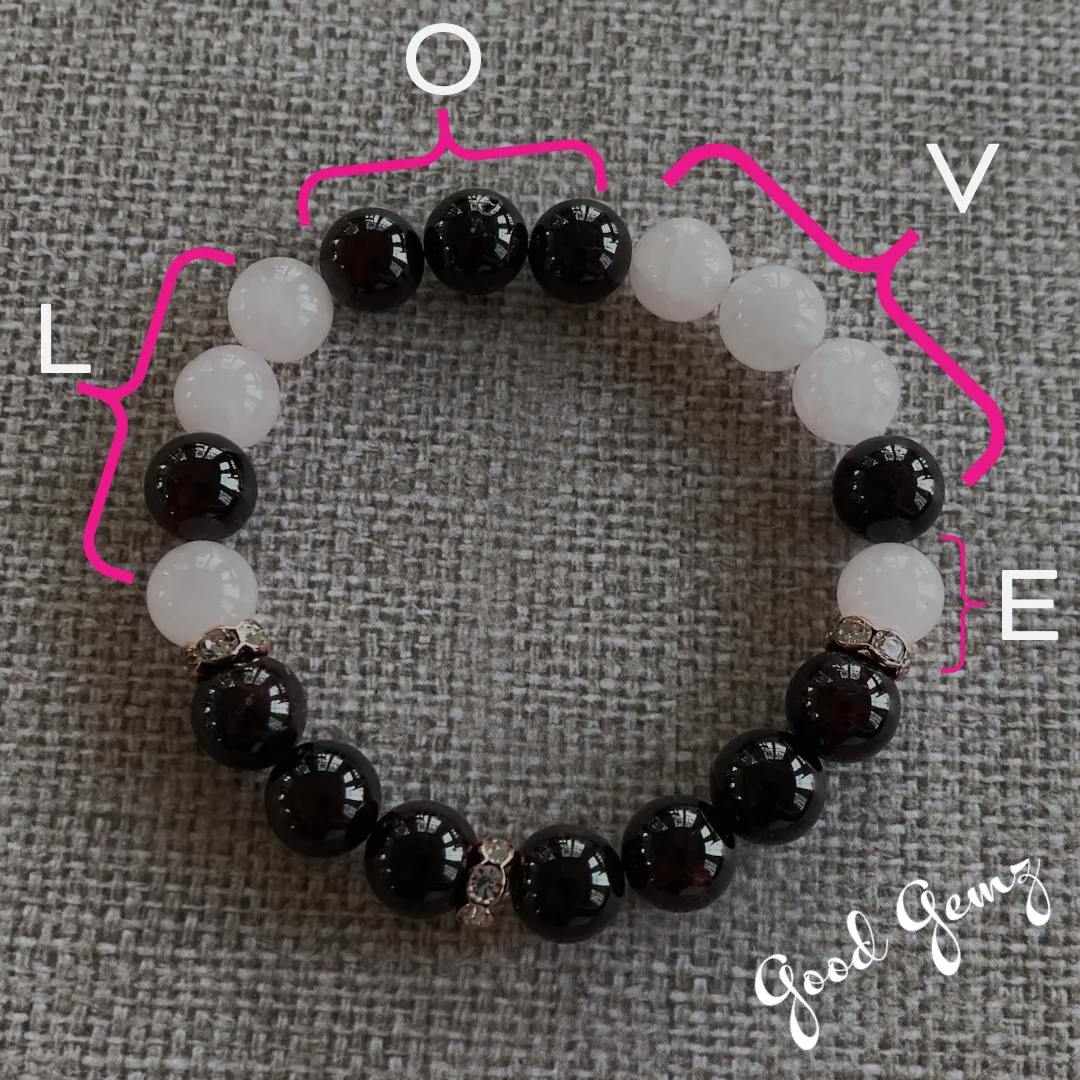 Garnet and Pink Quartz Love Bracelet