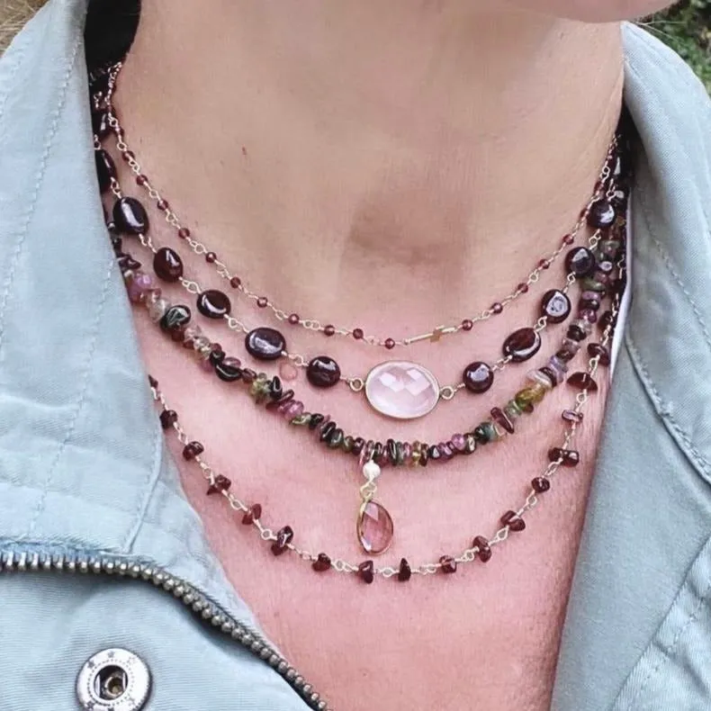 Garnet Cross Necklace