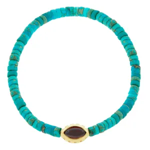 Garnet Eye of the Idol Turquoise Bead Bracelet