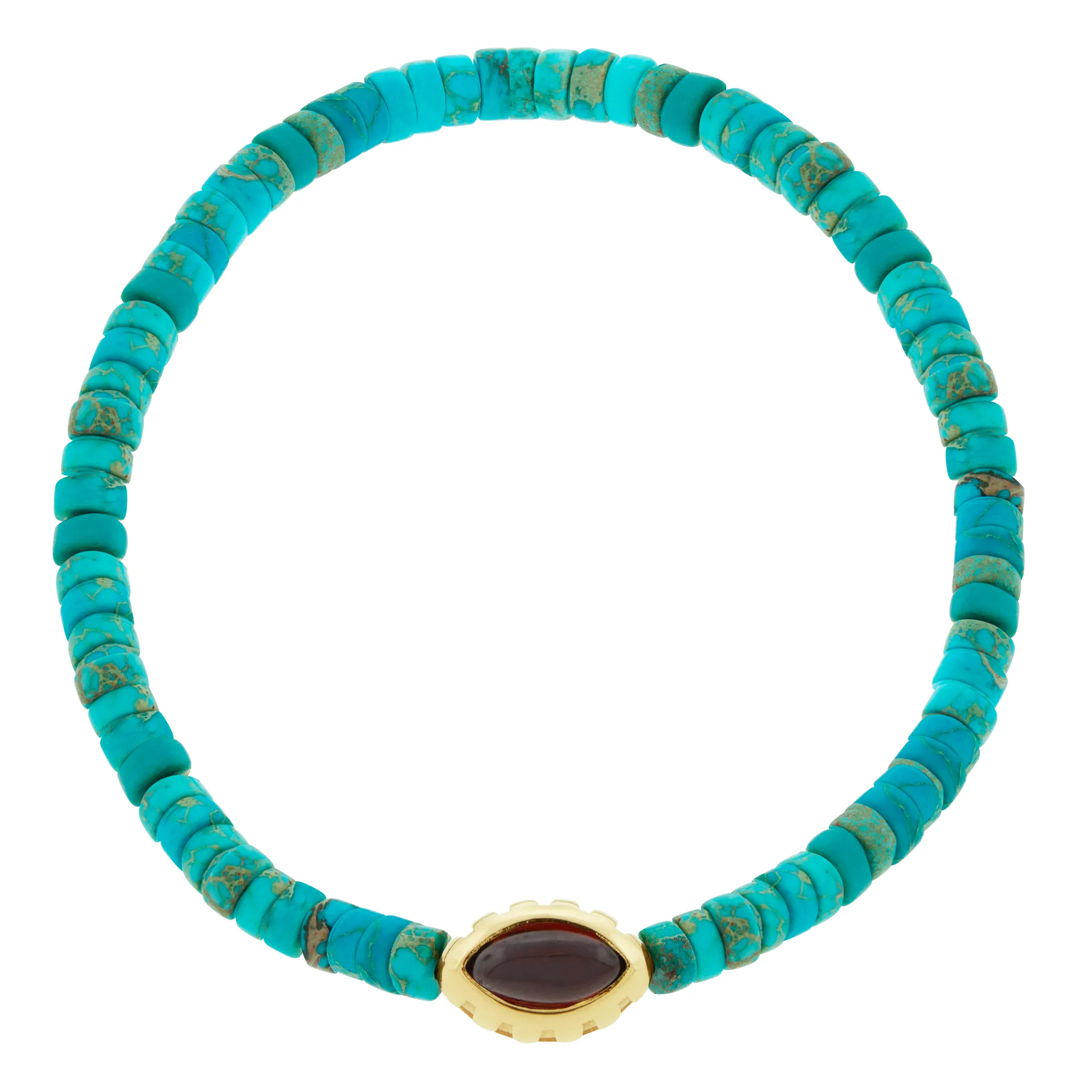 Garnet Eye of the Idol Turquoise Bead Bracelet