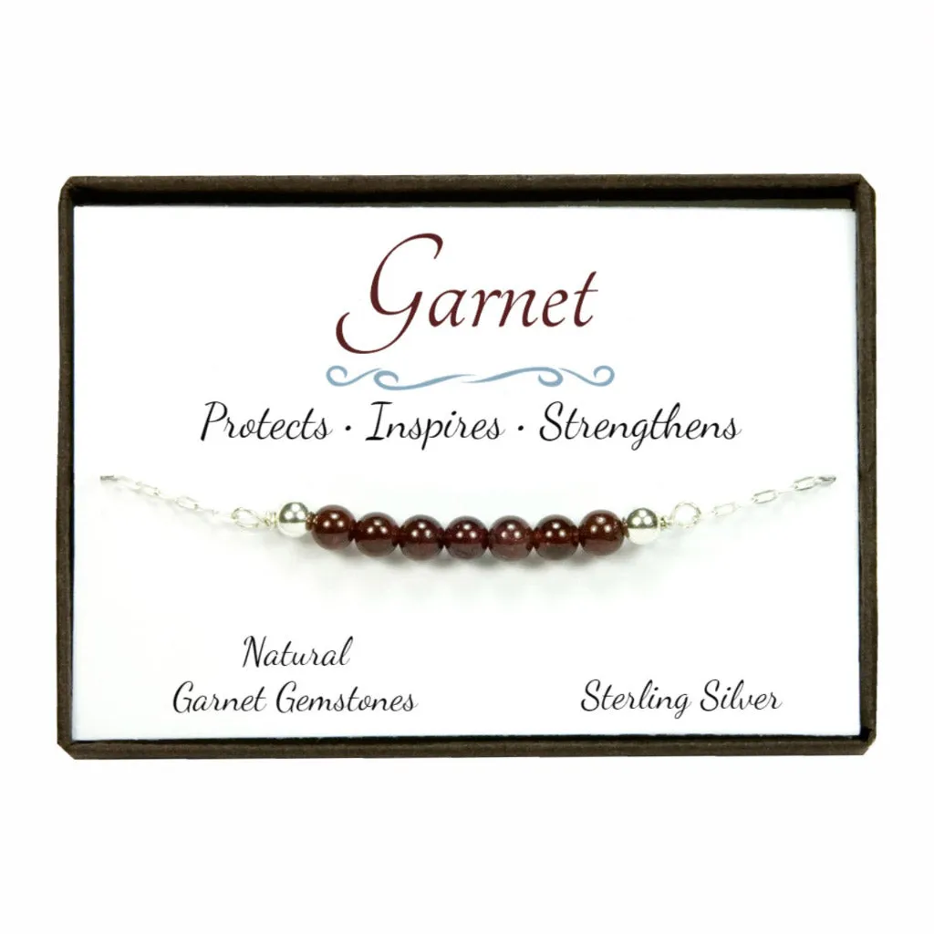 Garnet Gemstone Sterling Silver Bracelet