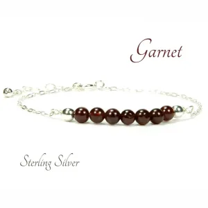 Garnet Gemstone Sterling Silver Bracelet