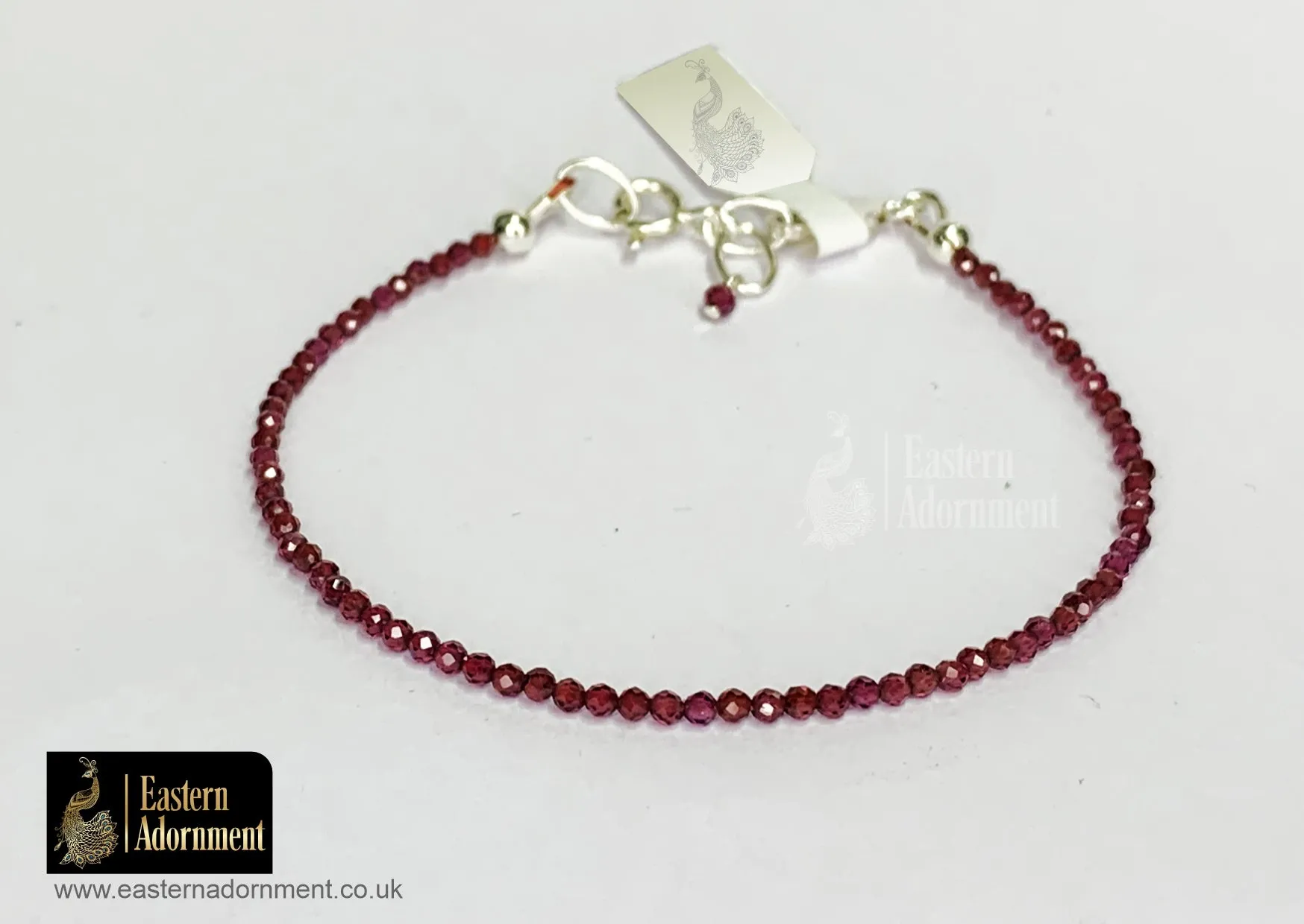 Garnet Micro Cut Bead Bracelet