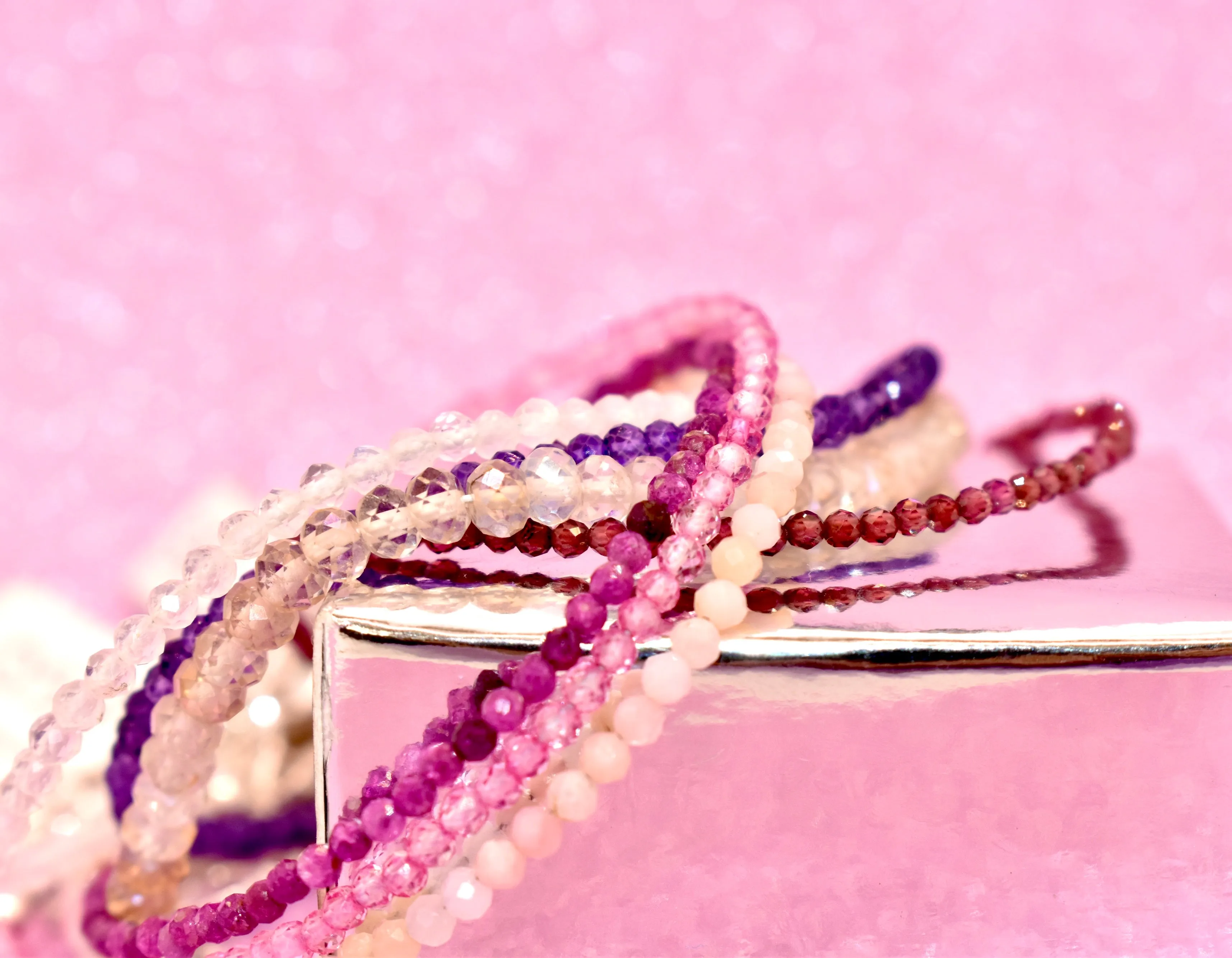 Garnet Micro Cut Bead Bracelet