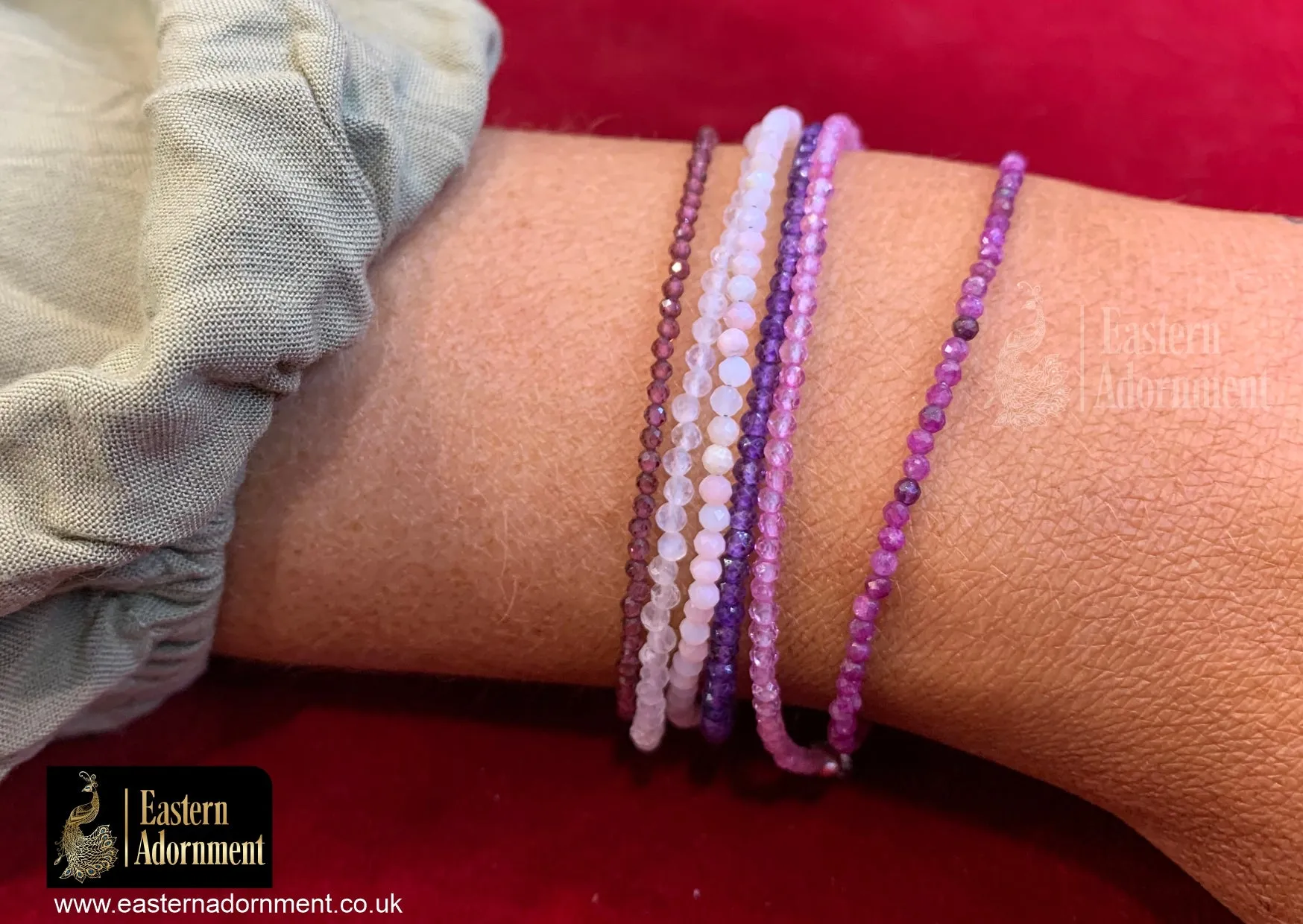 Garnet Micro Cut Bead Bracelet