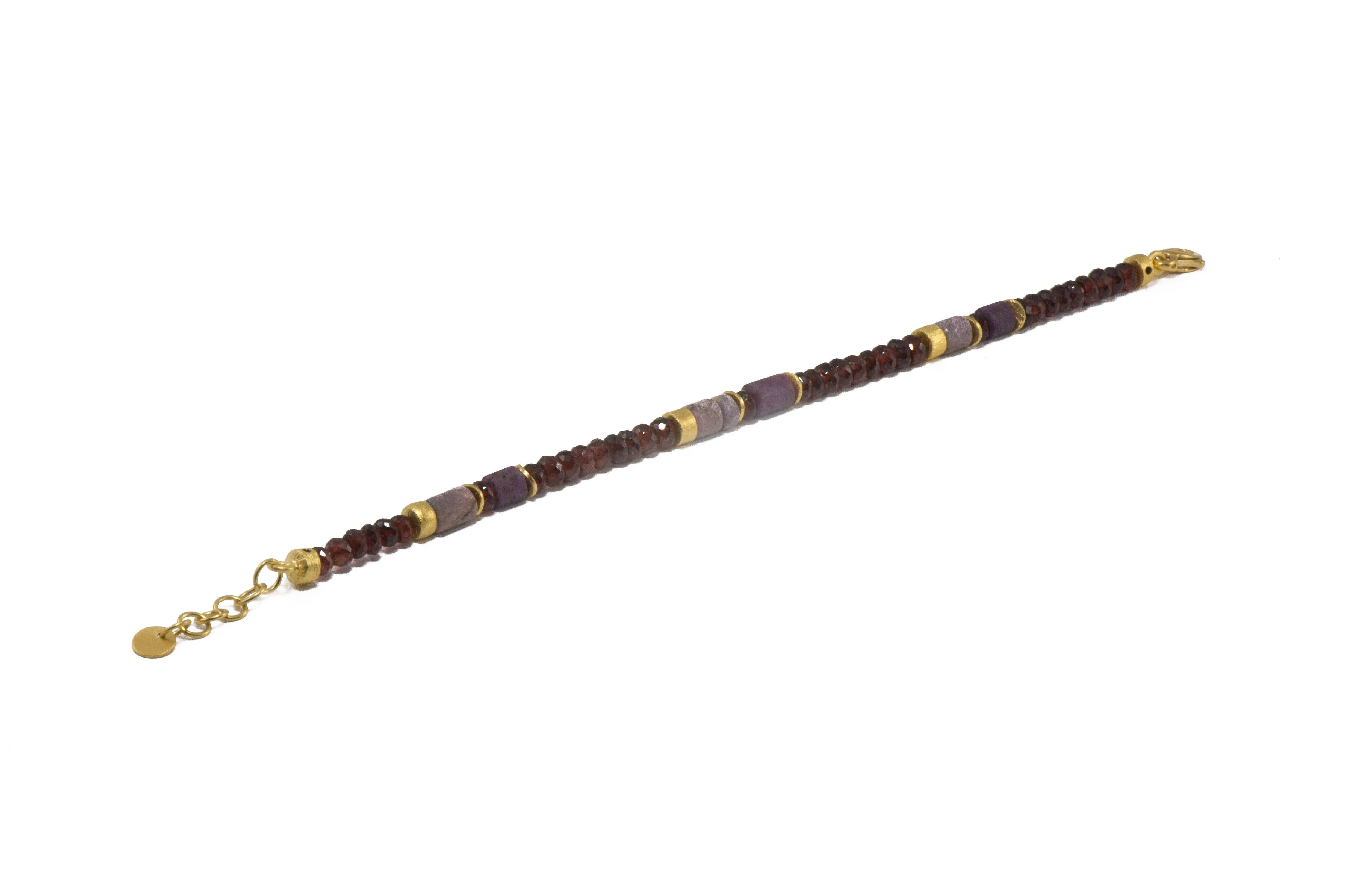 Garnet, Ruby and Rhodonite Bracelet 5MM Fair Trade 24K Gold Vermeil